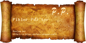 Pikler Péter névjegykártya